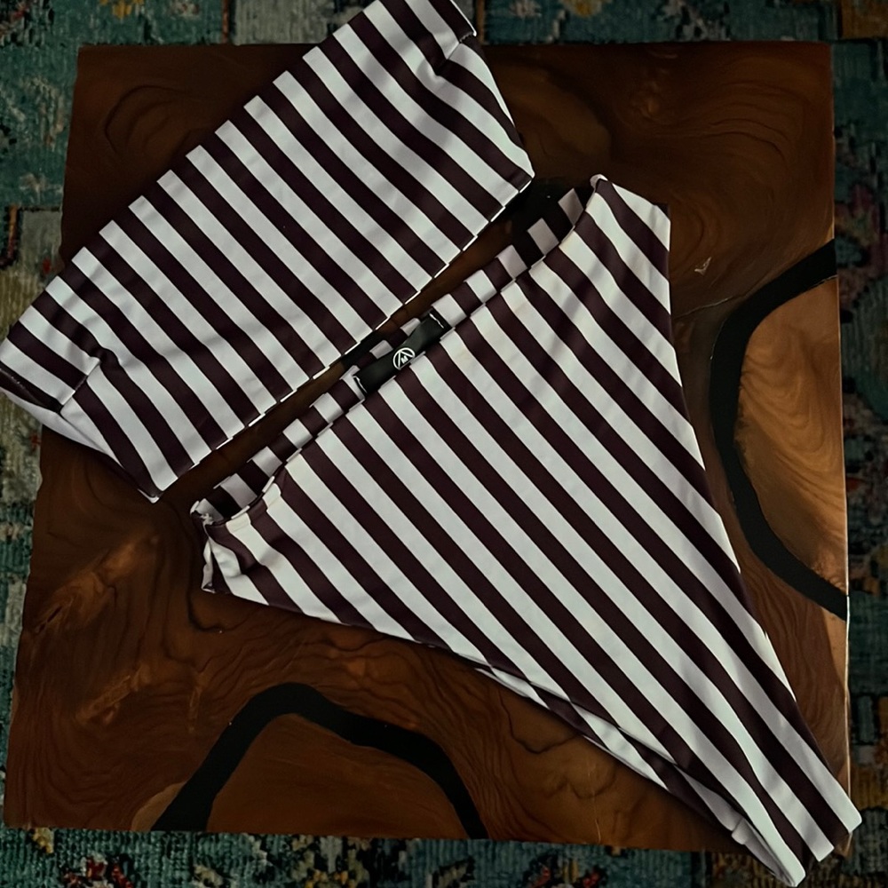 Missguided high waisted brown striped bikini